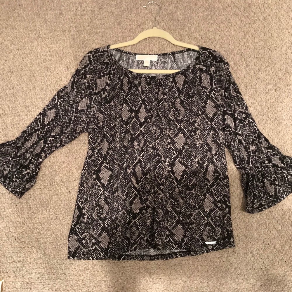 MIchael Kors Medium Gray/Black Snakeprint Blouse